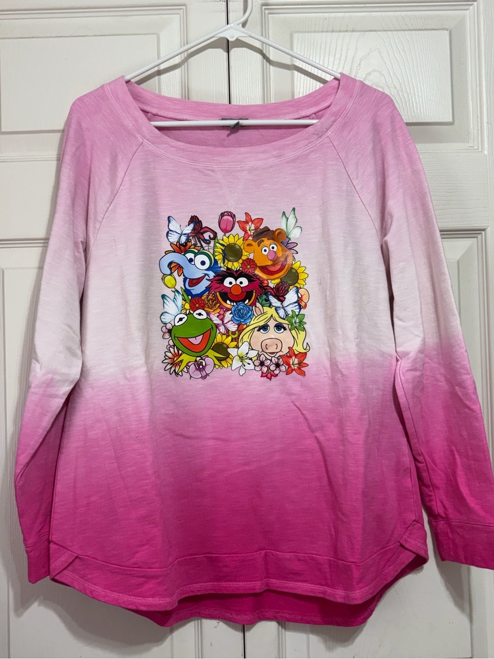 Upcycled Talbots Pink Ombre Muppet Graphic Crewneck Sweatshirt